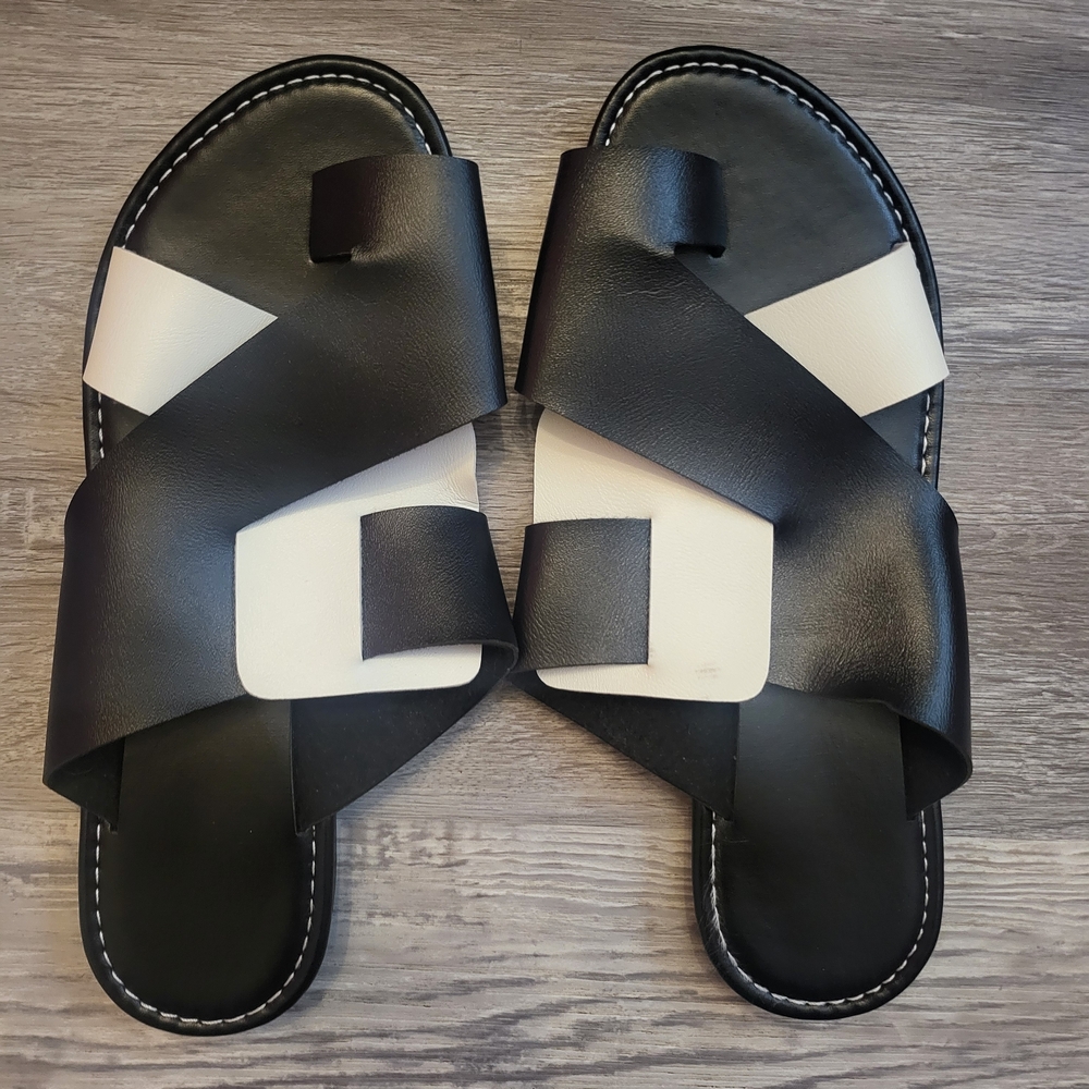 Black and White Strappy Sandals
